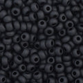 Close-up of Preciosa 11/0 Czech glass seed beads in opaque black matte