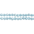 Two strands of Crystal Lane 4mm faceted glass bicone beads in opaque blue AB