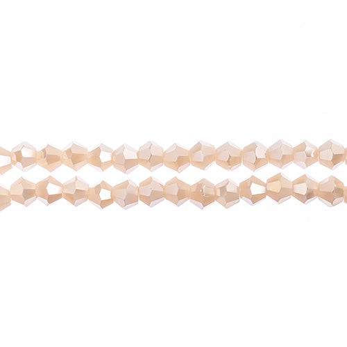 Two strands of Crystal Lane 4mm faceted glass bicone beads in opaque cream AB