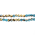 Two strands of Crystal Lane 4mm faceted glass bicone beads in opaque dark blue with a half gold iris