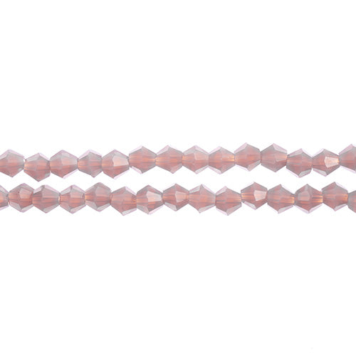 Two strands of Crystal Lane 4mm faceted glass bicone beads in opaque dark purple