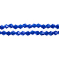 Two strands of Crystal Lane 4mm faceted glass bicone beads in opaque dark sapphire