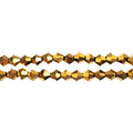Two strands of Crystal Lane 4mm faceted glass bicone beads in opaque gold iris