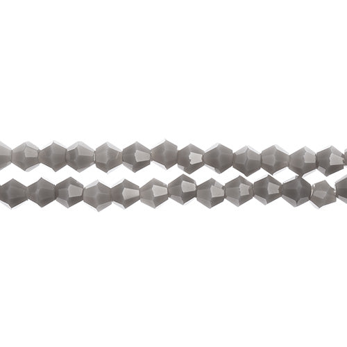 Two strands of Crystal Lane 4mm faceted glass bicone beads in opaque grey