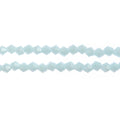 Two strands of Crystal Lane 4mm faceted glass bicone beads in opaque light blue