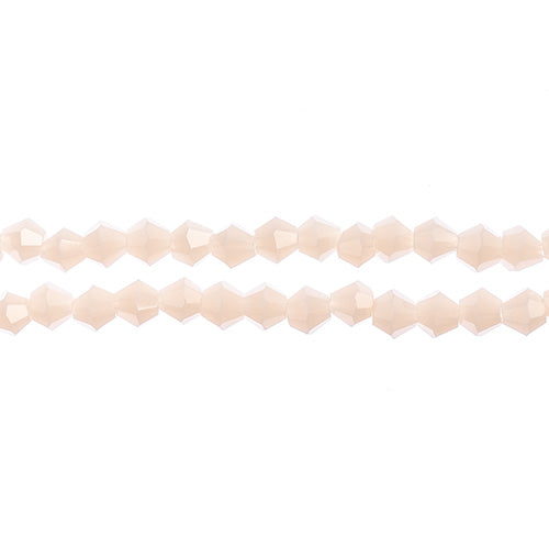 Two strands of Crystal Lane 4mm faceted glass bicone beads in opaque  light cream