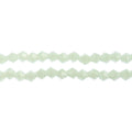 Two strands of Crystal Lane 4mm faceted glass bicone beads in opaque light green