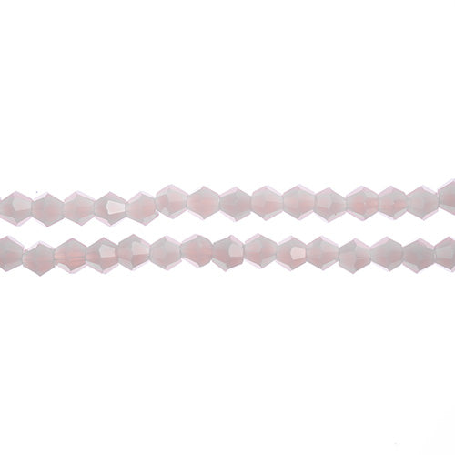 Two strands of Crystal Lane 4mm faceted glass bicone beads in opaque mauve