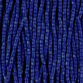 Close-up of strung Preciosa 9/0 three-cut glass seed beads in opaque navy blue