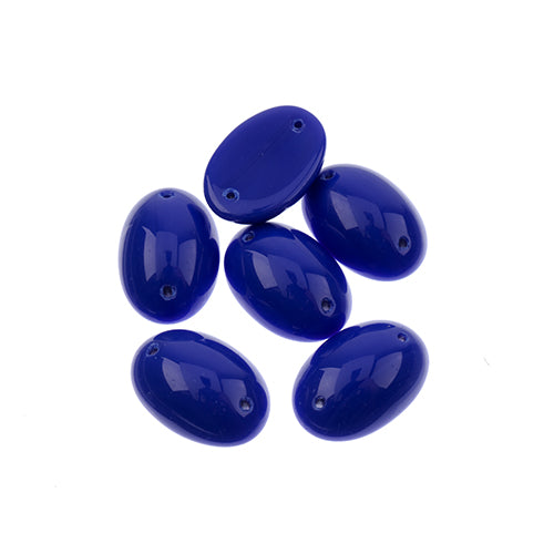Five 13 x 18mm Czech glass oval cabs in opaque navy on a white background