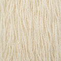 Close-up of strung Preciosa 13/0 true cut charlotte beads in opaque pearl ceylon