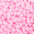 Close-up of Preciosa 11/0 Czech glass seed beads in dyed opaque pink