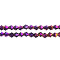 Two strands of Crystal Lane 4mm faceted glass bicone beads in opaque purple iris