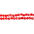 Two strands of Crystal Lane 4mm faceted glass bicone beads in opaque red