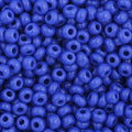 Close-up of Preciosa 11/0 Czech glass seed beads in opaque royal blue