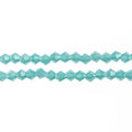 Two strands of Crystal Lane 4mm faceted glass bicone beads in opaque turquoise blue