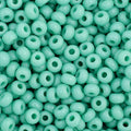 Close-up of Preciosa 11/0 Czech glass seed beads in opaque turquoise