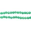 Two strands of Crystal Lane 4mm faceted glass bicone beads in opaque turquoise green