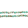 Two strands of Crystal Lane 4mm faceted glass bicone beads in opaque turquoise with a half champagne luster