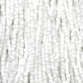 Close-up of strung Preciosa 9/0 three-cut glass seed beads in opaque white