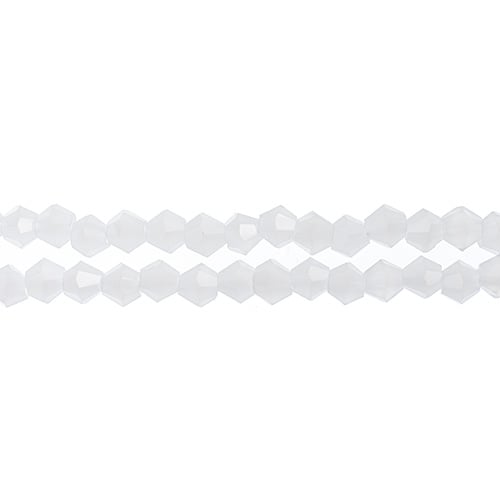 Two strands of Crystal Lane 4mm faceted glass bicone beads in opaque white