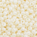 Close-up of Preciosa 11/0 Czech glass seed beads in dyed opaque ceylon pearl