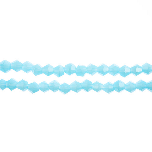 Two strands of Crystal Lane 4mm faceted glass bicone beads in opaque blue