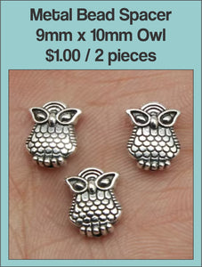 9mm x 10mm Owl Bead Spacer