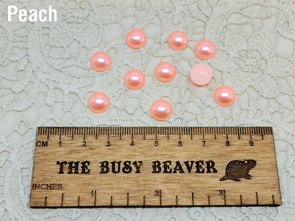 10mm Resin Flat Back - 10pc Half Round Peach