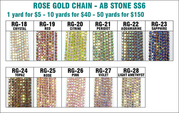 Rose Gold Chain - AB Stone