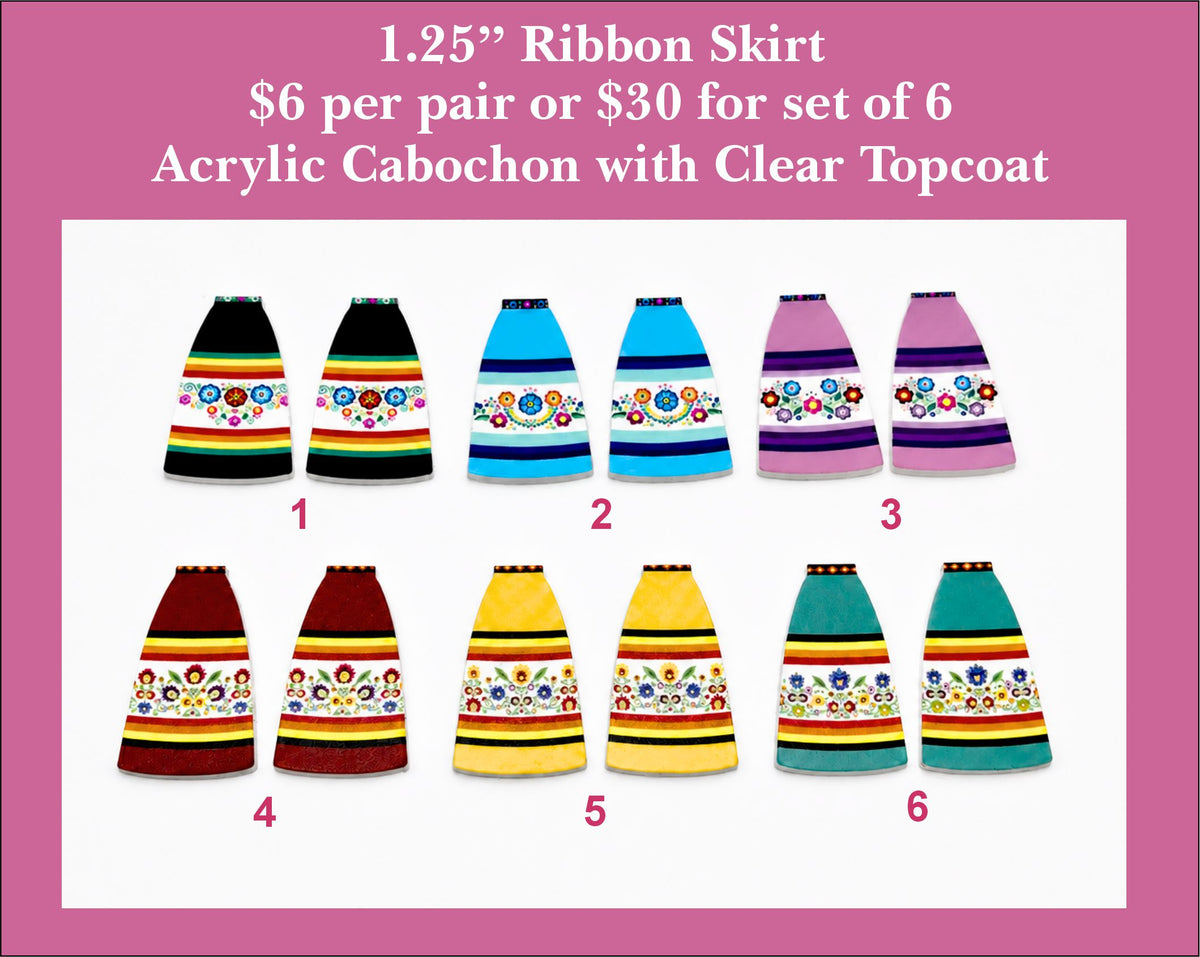 1.25'' Ribbon Skirt, UV Printed Acrylic Cabochons