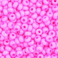 Close-up of Preciosa 11/0 Czech glass seed beads in dyed opaque rose
