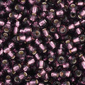 Close-up of Preciosa 11/0 Czech glass seed beads in silver-lined purple