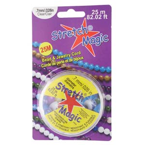Stretch Magic 0.7mm clear stretch cord, 25 metre spool, in its retail package
