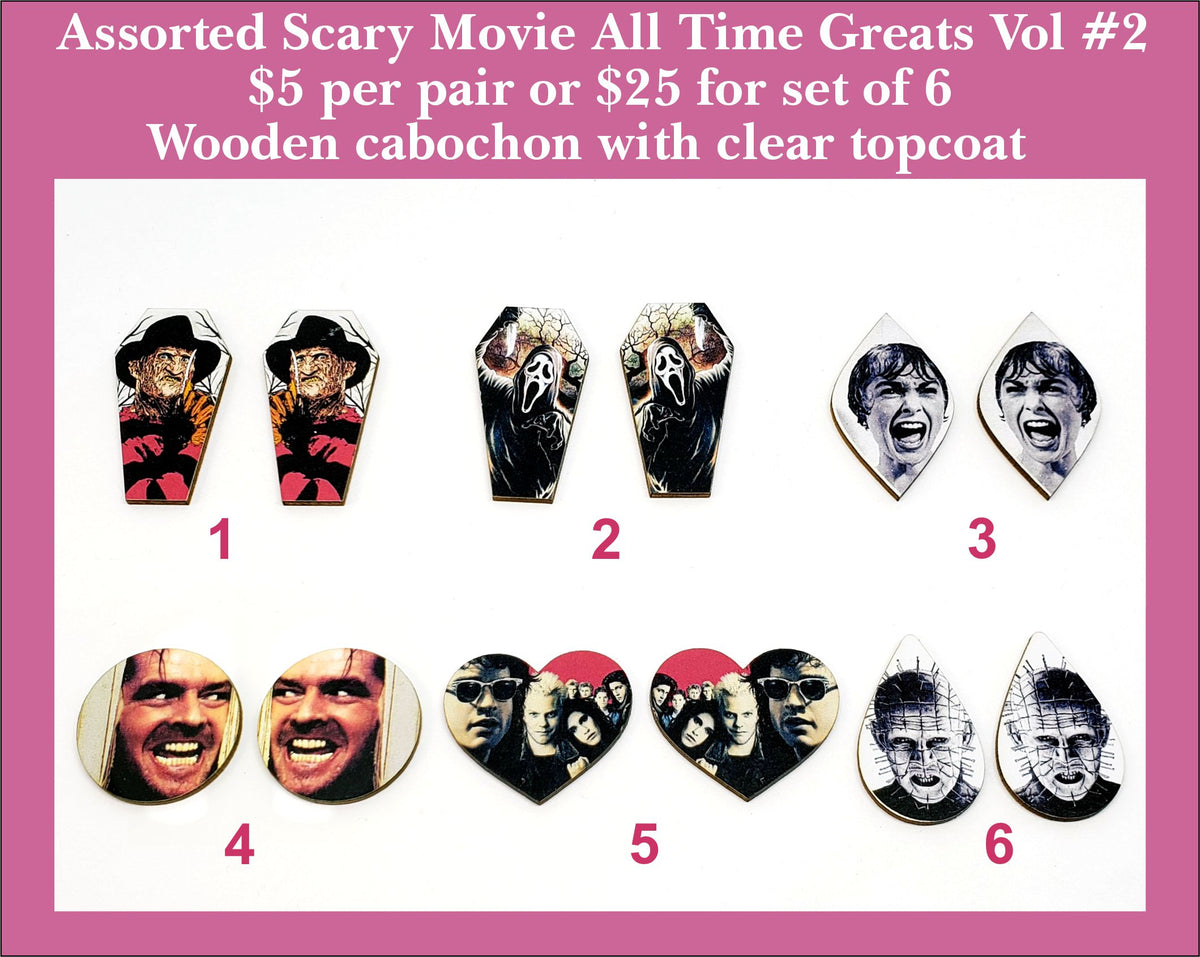Vol 2 horror movie cabs: six pairs with classic scary movie characters in mixed shapes