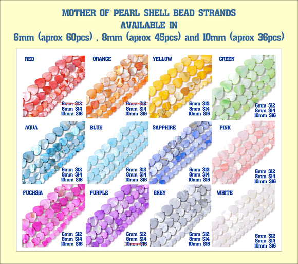 Mother of Pearl Heart Bead Strands