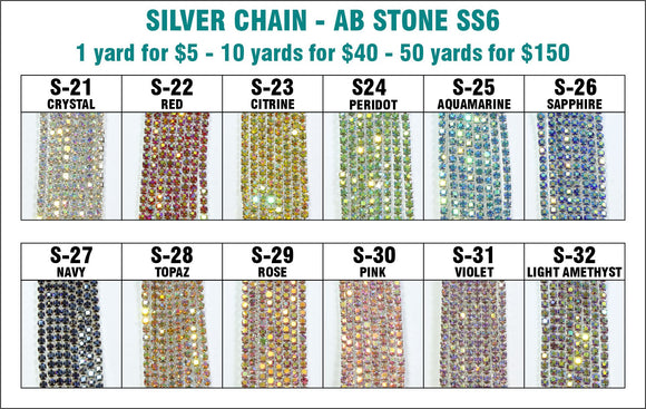 Silver Chain - AB Stone SS6