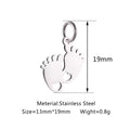13mmx19mm Silver Baby Feet