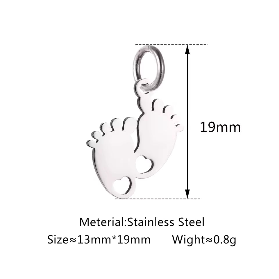 13mmx19mm Silver Baby Feet