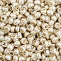 Close-up of Preciosa 11/0 Czech glass seed beads in silver metallic