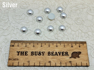 10mm Resin Flat Back - 10pc Half Round Silver