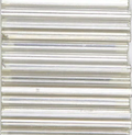 Rows of 30mm Preciosa Czech glass bugle beads in silver-lined crystal