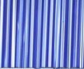 Rows of 30mm Preciosa Czech glass bugle beads in silver-lined sapphire
