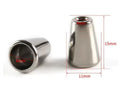 Smooth silver 11 x 15mm metal bead cone shown from the side with size markings