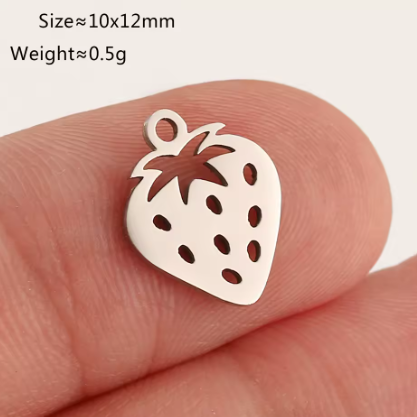 10x12mm Silver Strawberry