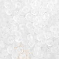 Close-up of Preciosa 11/0 Czech glass seed beads in transparent crystal matte