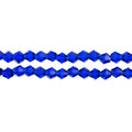 Two strands of Crystal Lane 4mm faceted glass bicone beads in transparent dark sapphire