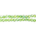 Two strands of Crystal Lane 4mm faceted glass bicone beads in transparent green AB
