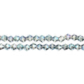 Two strands of Crystal Lane 4mm faceted glass bicone beads in transparent green luster