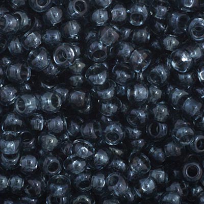 Close-up of Preciosa 11/0 Czech glass seed beads in transparent grey
